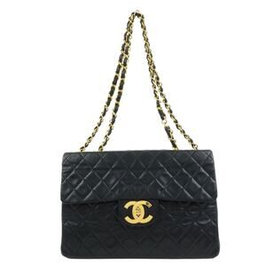 Chanel Matelasse Lambskin Jumbo 34 Flap Bag Black